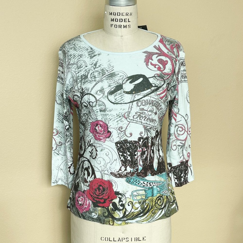 90s Y2K Aesthetic Cowgirl Themed Top Katina Marie